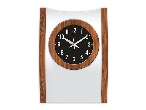 AHŞAP DESENLİ DUVAR SAATİ GÜMÜŞ (36 CM)